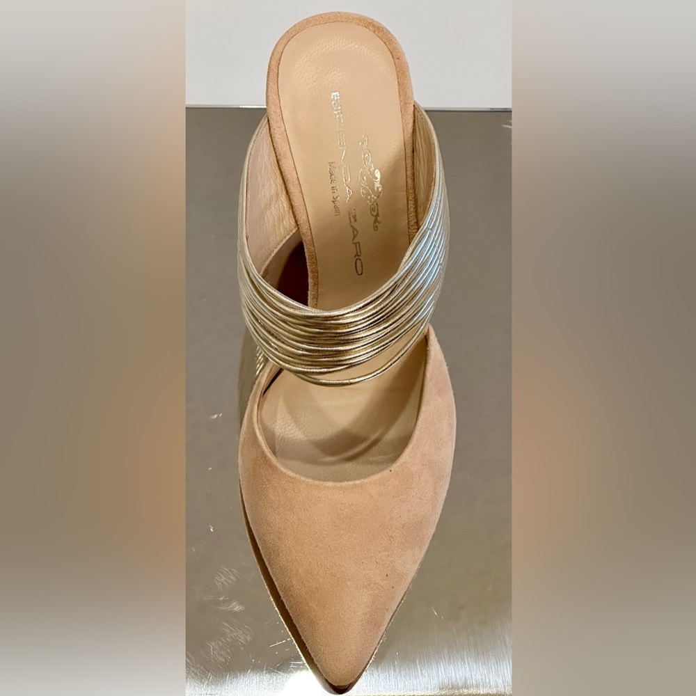 Brenda Zaro! Nude Suede Heel w/Metallic! Size-6.5/36.5-Made in Spain!🇪🇸